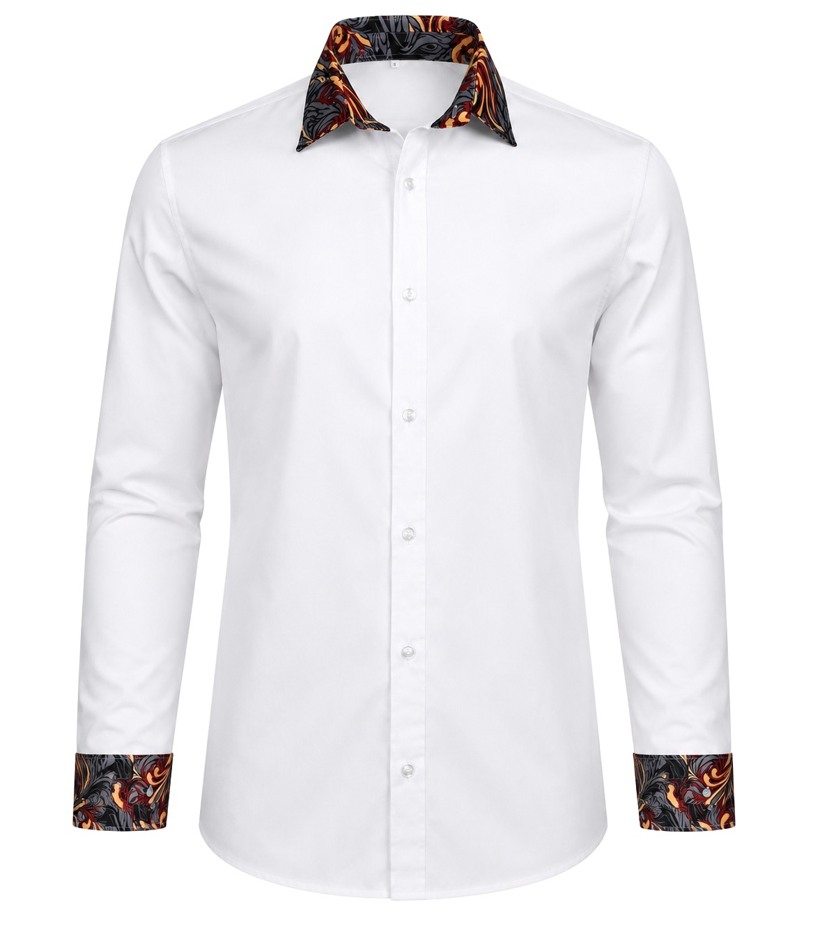 Men's Lounge Shirt, Sublimated Cuff & Collar, Long Sleeve, Poly Cotton 110g