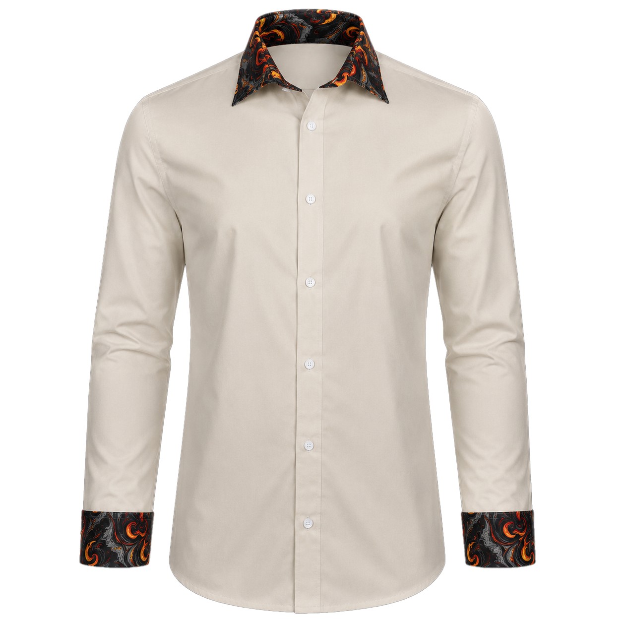 Men's Lounge Shirt, Sublimated Cuff & Collar, Long Sleeve, Poly Cotton 110g - Image 2