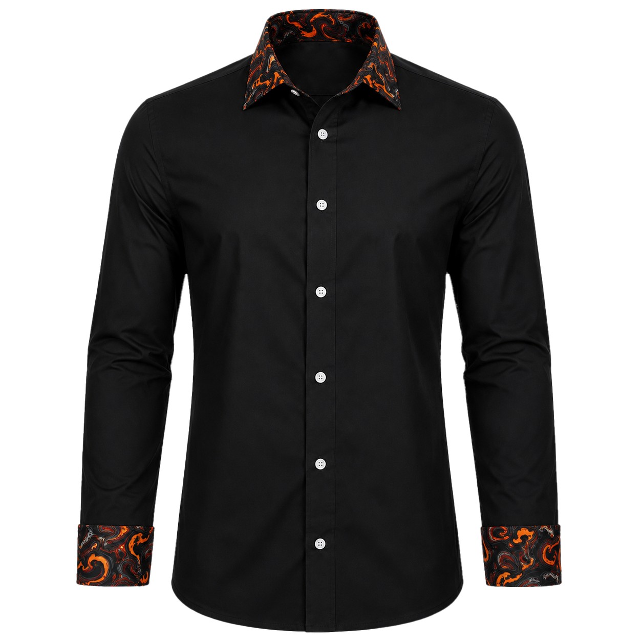 Men's Lounge Shirt, Sublimated Cuff & Collar, Long Sleeve, Poly Cotton 110g - Image 3