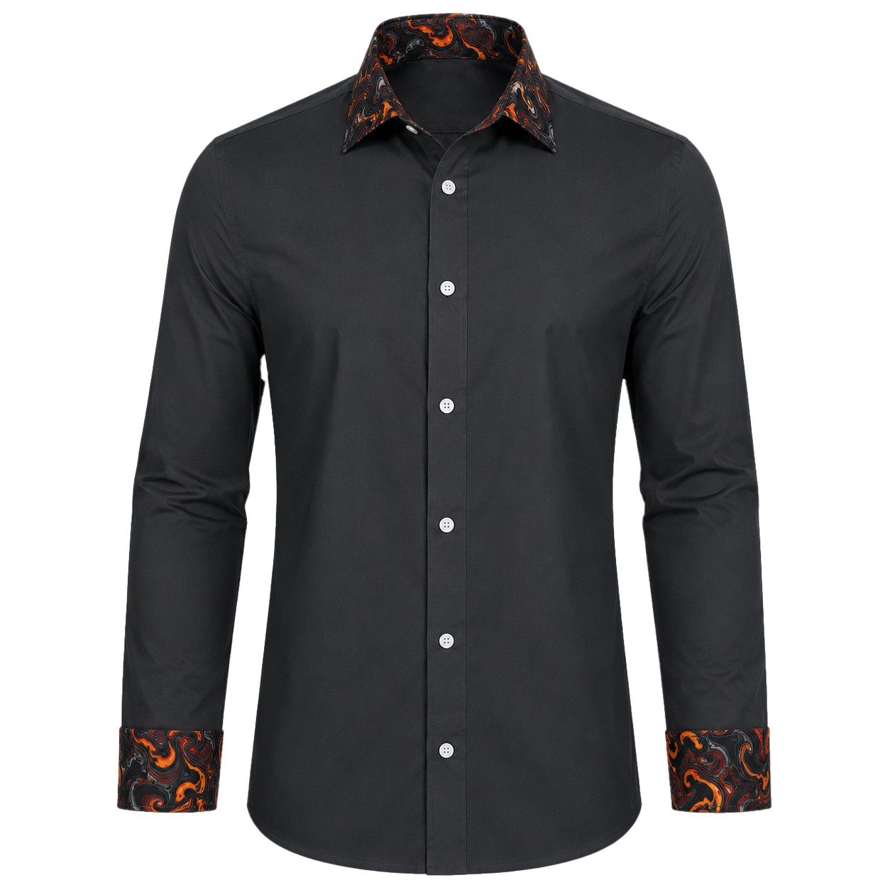 Men's Lounge Shirt, Sublimated Cuff & Collar, Long Sleeve, Poly Cotton 110g - Image 4