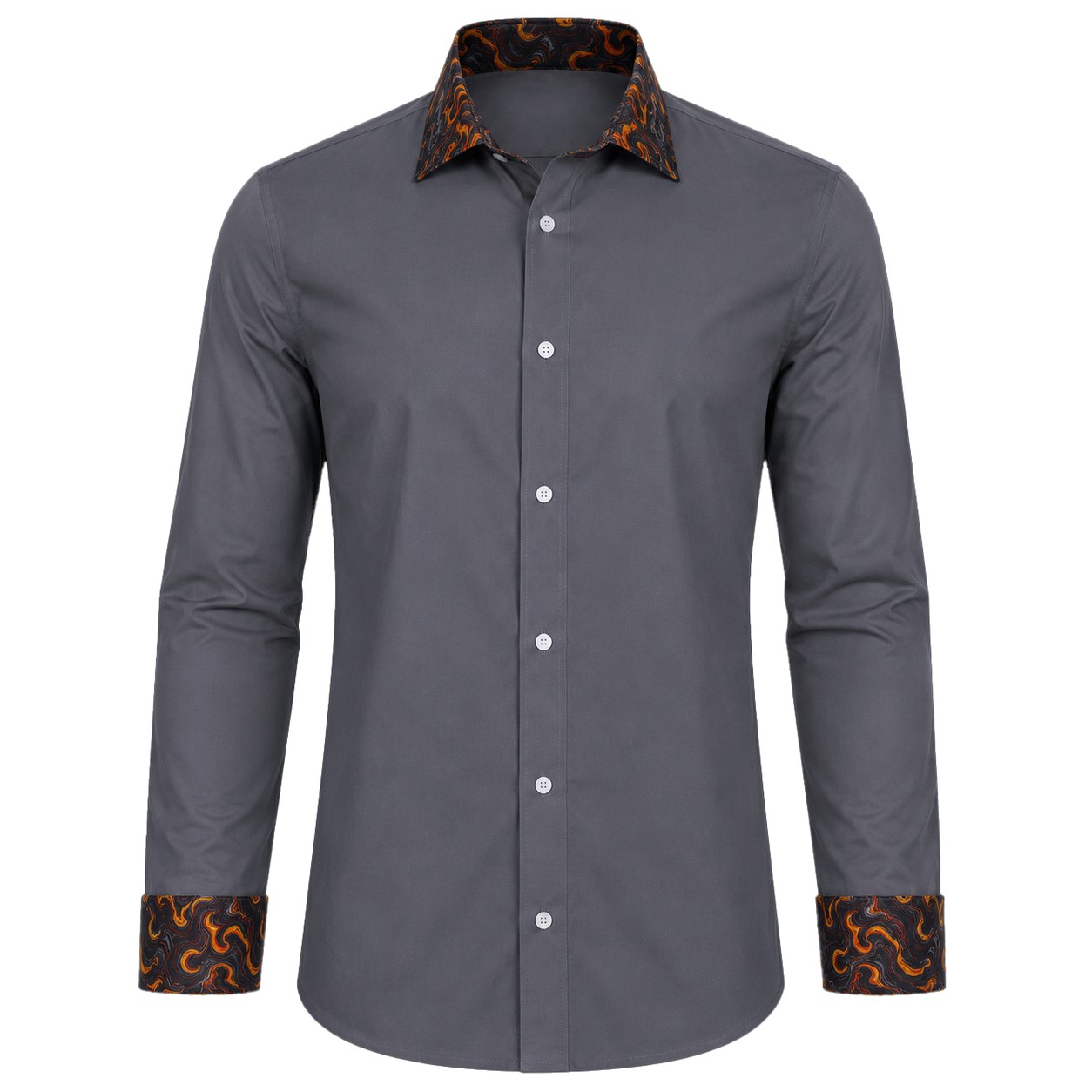 Men's Lounge Shirt, Sublimated Cuff & Collar, Long Sleeve, Poly Cotton 110g - Image 6