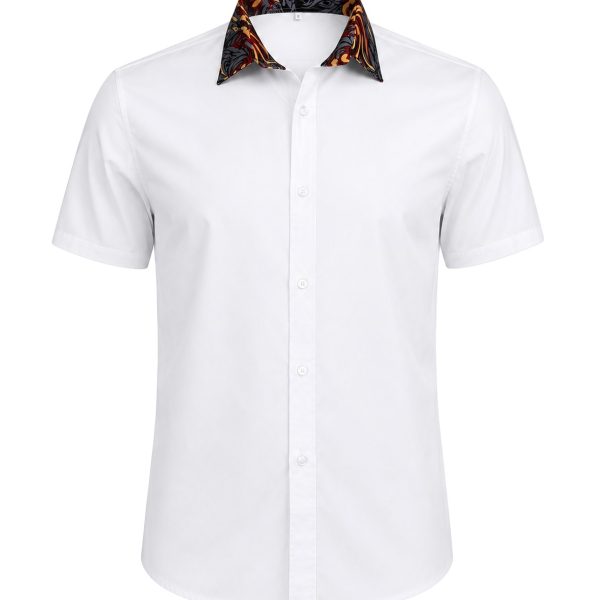 Men's Lounge Shirt, Sublimated Collar, Short Sleeve, Poly Cotton 110g