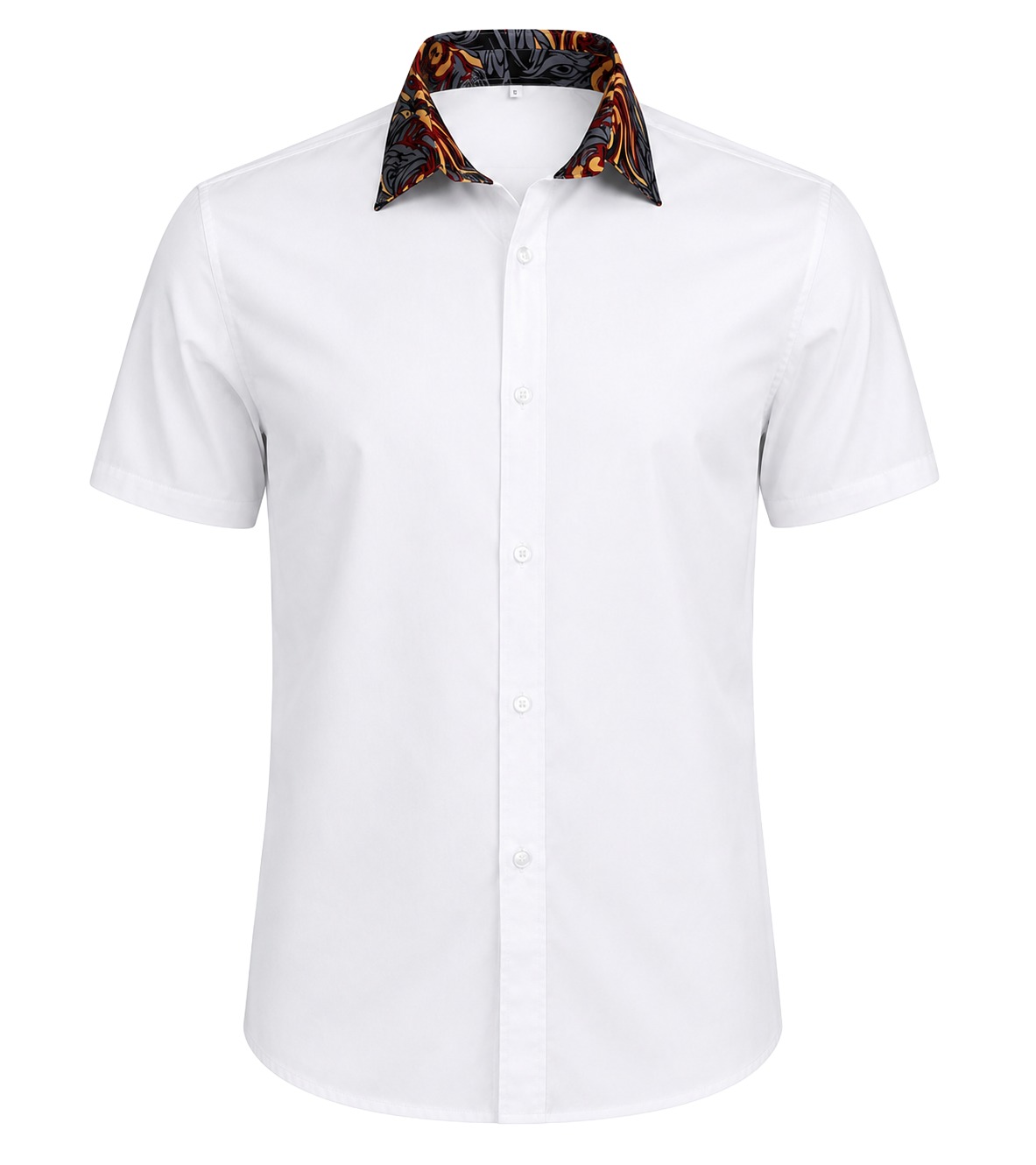 Men's Lounge Shirt, Sublimated Collar, Short Sleeve, Poly Cotton 110g