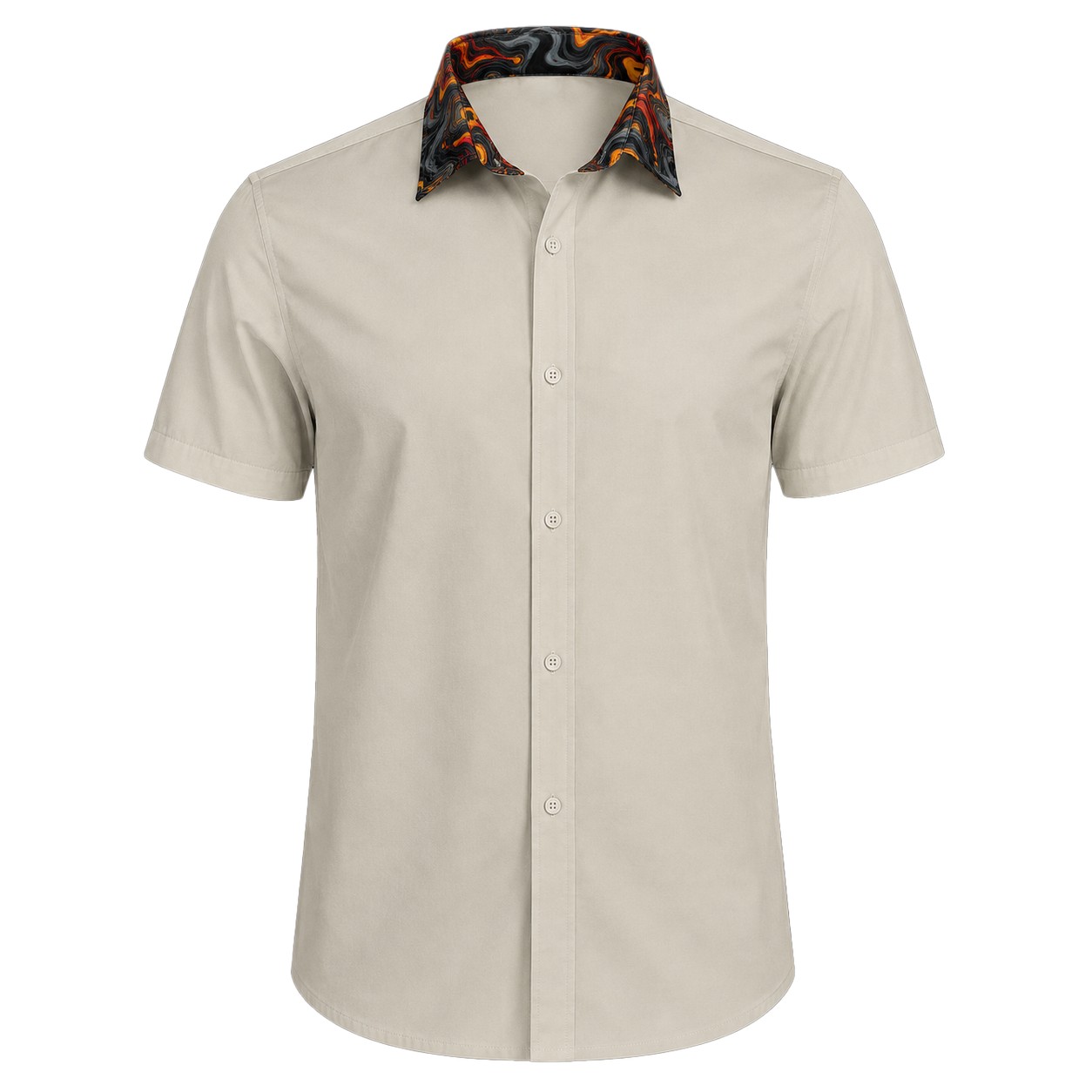 Men's Lounge Shirt, Sublimated Collar, Short Sleeve, Poly Cotton 110g - Image 3