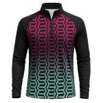 Dye Sub Men's Mandarin Collar 1/4 Zip Shirt, Raglan Long Sleeve, Sport Tec