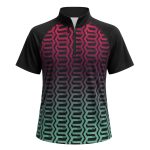 Dye Sub Men's Mandarin Collar 1/4 Zip Shirt, Raglan Short Sleeve, Birdseye