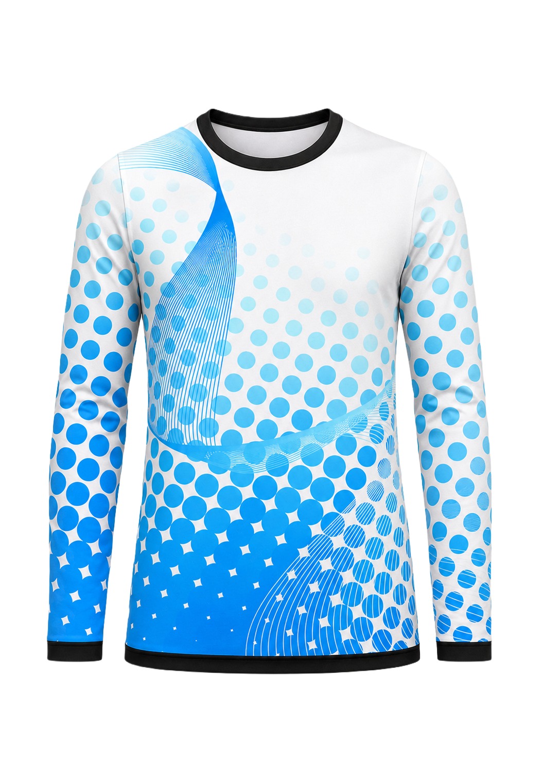 Dye Sub Men's Ringer Crew Neck T-shirt, Fitted Long Sleeve, Sport Tec