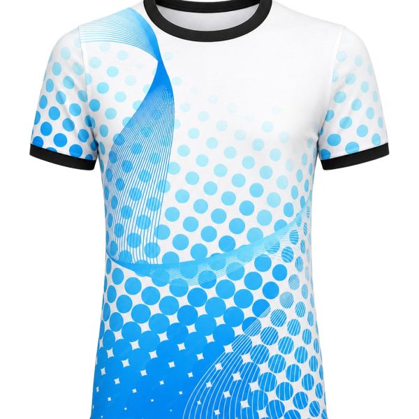 Dye Sub Men's Ringer Crew Neck T-shirt, Fitted Short Sleeve, Birdseye
