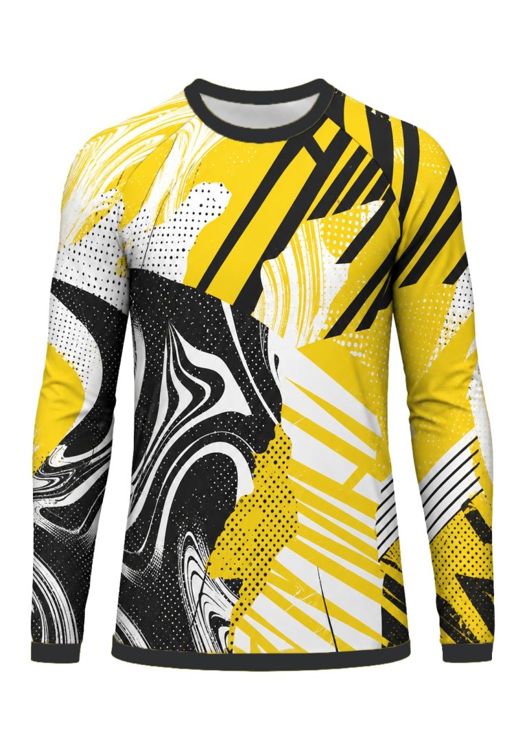 Dye Sub Men's Ringer Crew Neck T-shirt, Raglan Long Sleeve, Reverse Birdseye