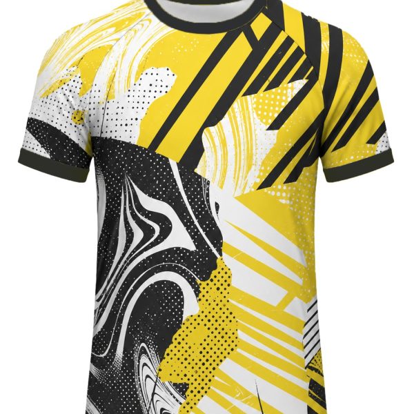Dye Sub Men's Ringer Crew Neck T-shirt, Raglan Short Sleeve, Drop Needle