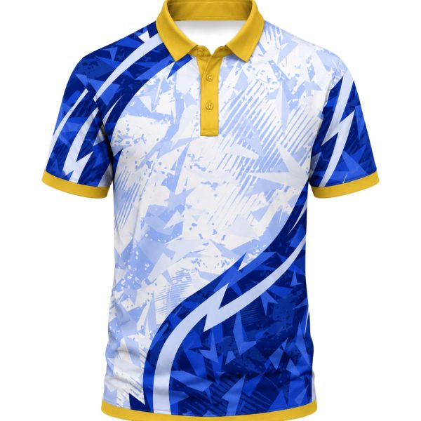 Dye Sub Men's Ringer Golf Shirt, Fitted Short Sleeve, Birdseye