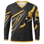 Dye Sub Men's Ringer V-Neck T-shirt, Fitted Long Sleeve, Reverse Birdseye