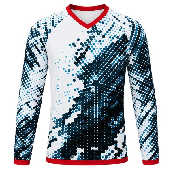 Dye Sub Men's Ringer V-Neck T-shirt, Raglan Long Sleeve, Reverse Birdseye