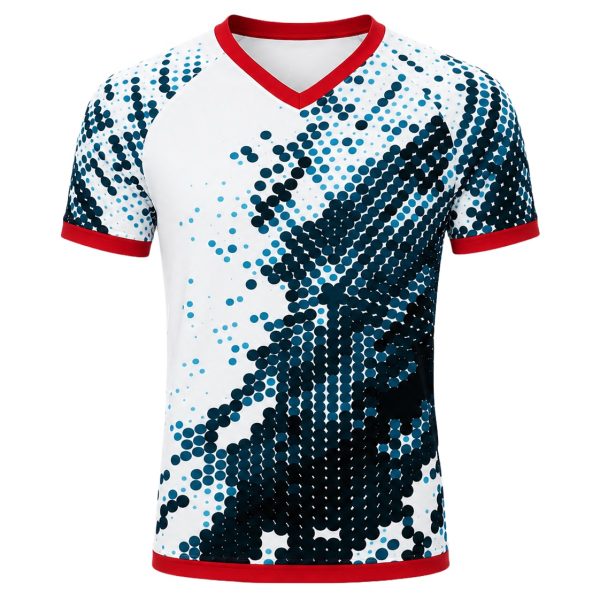Dye Sub Men's Ringer V-Neck T-shirt, Raglan Short Sleeve, Birdseye