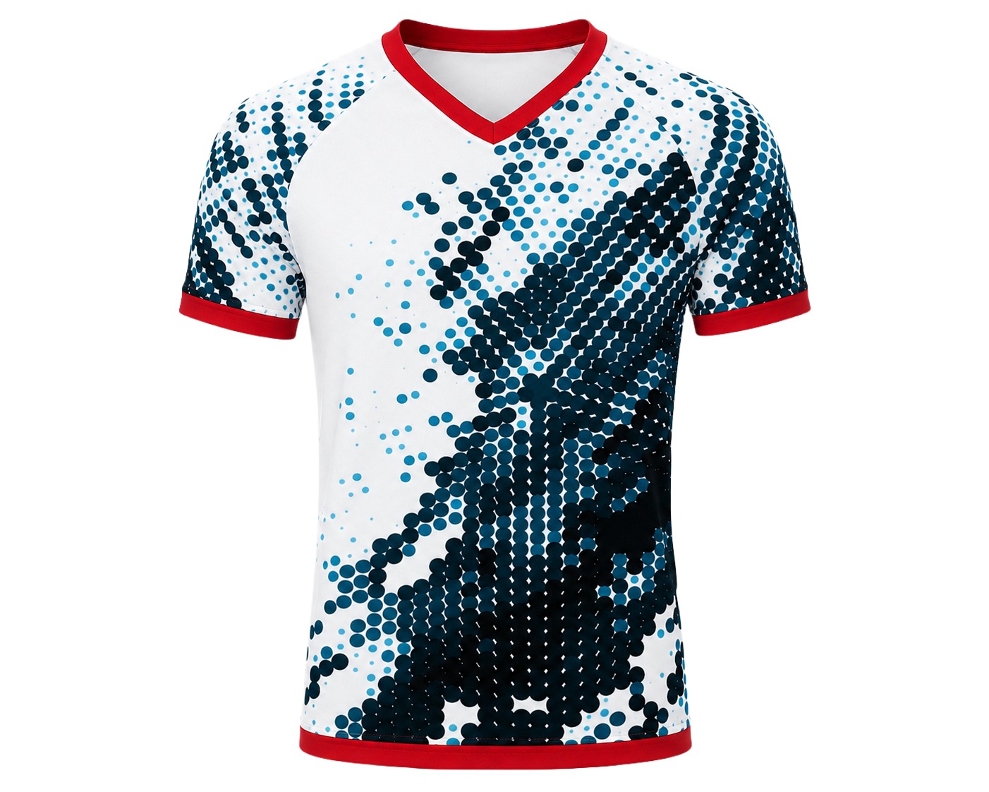 Dye Sub Men's Ringer V-Neck T-shirt, Raglan Short Sleeve, Birdseye