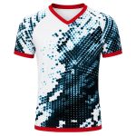 Dye Sub Men's Ringer V-Neck T-shirt, Raglan Short Sleeve, Reverse Birdseye