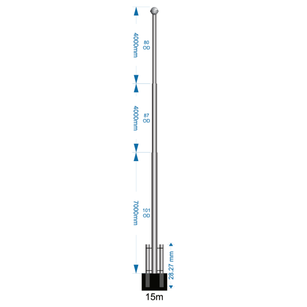 Swivel Base Flagpole 15m - including installation (one unit)