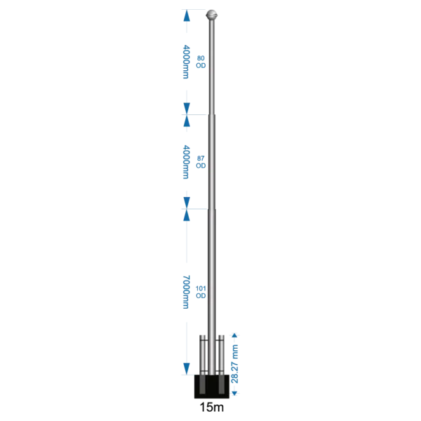 Swivel Base Flagpole 15m - including installation (one unit)