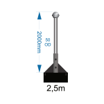 Flagpole 2.5m with wall bracket select (W1 -W2 -W3) including installation (one unit)