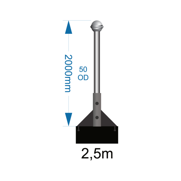Flagpole 2.5m with wall bracket select (W1 -W2 -W3) supply only