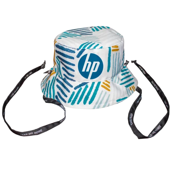 Bustle Reversible Bucket Hat With Personalised Branded Petersham Ties