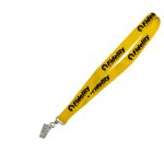 Hi-Viz Lanyard Black Sublimation Print D/Sided with Crocodile Clip