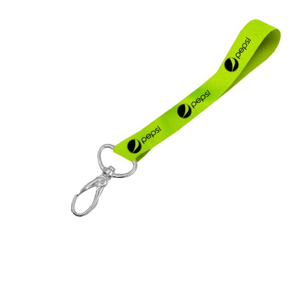 Hi-Viz Wrist Phone Strap Black Sublimation Print S/Sided with Lobster Clip