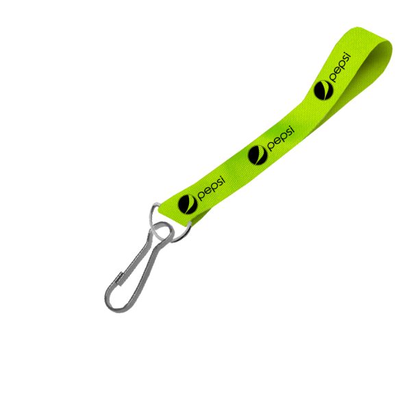 Hi-Viz Wrist Phone Strap Black Sublimation Print S/Sided with Swivel Hook