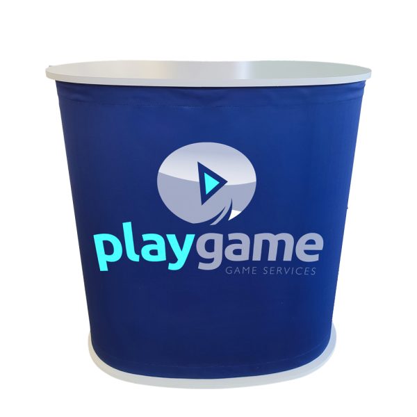 Kidney Shaped Promo Counter with fabric print & Carry Bag