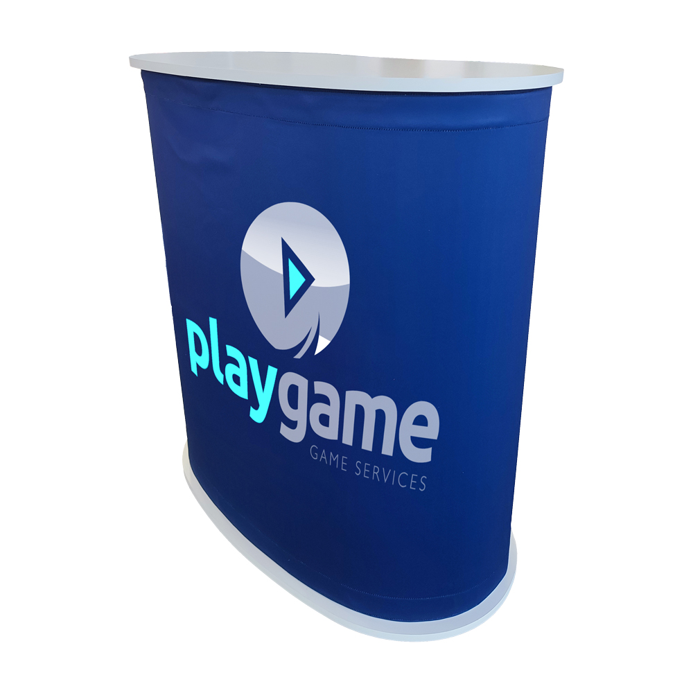Kidney Shaped Promo Counter with fabric print & Carry Bag - Image 3
