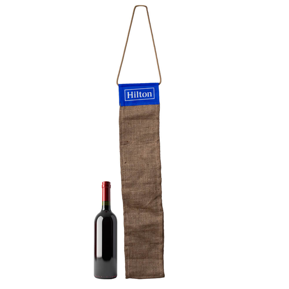 Canary Hanginng Wine Bottle Holder with Hessian/Fabric Mix - Image 2
