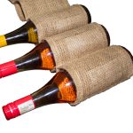 Canary Hanginng Wine Bottle Holder with Hessian/Fabric Mix