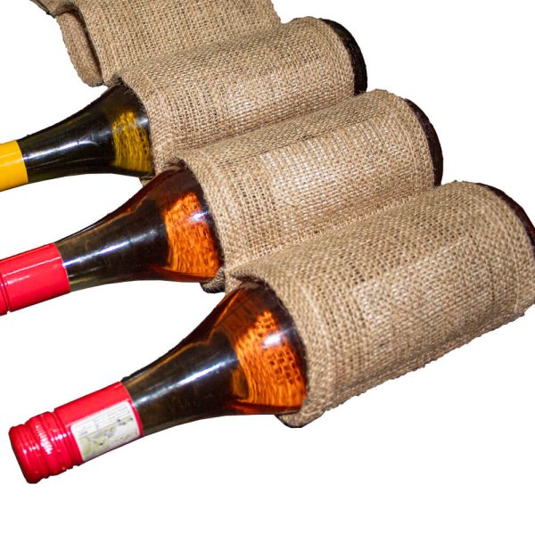 Canary Hanginng Wine Bottle Holder with Hessian/Fabric Mix