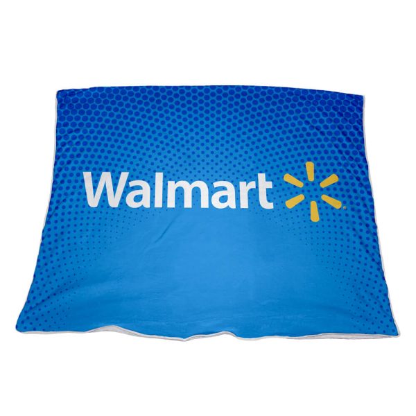 Marabou Mongolian Fleece Throw S/S Print Binded With Personalised Branded Petersham Webbing