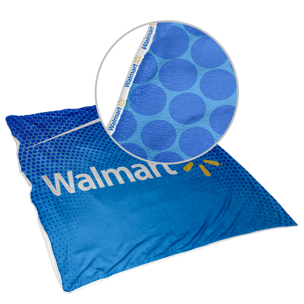 Marabou Mongolian Fleece Throw S/S Print Binded With Personalised Branded Petersham Webbing - Image 2