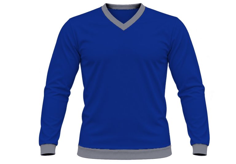 Ringer Unisex V-Neck T-shirt, Fitted Long Sleeve, Reverse Birdseye