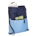 Drawstring Sport Bag with Zip Pocket 210D