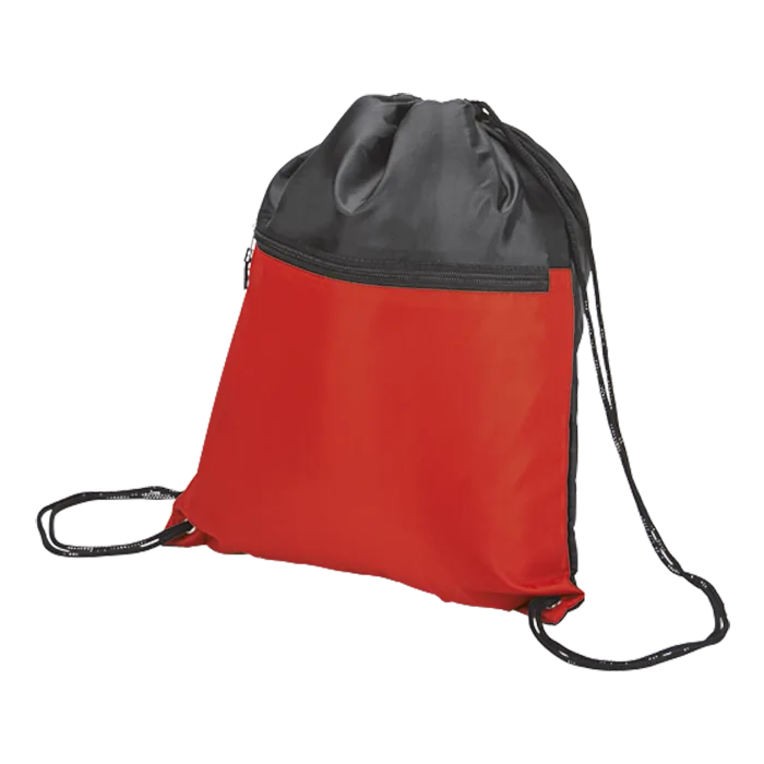 Drawstring Sport Bag with Zip Pocket 210D - Image 3
