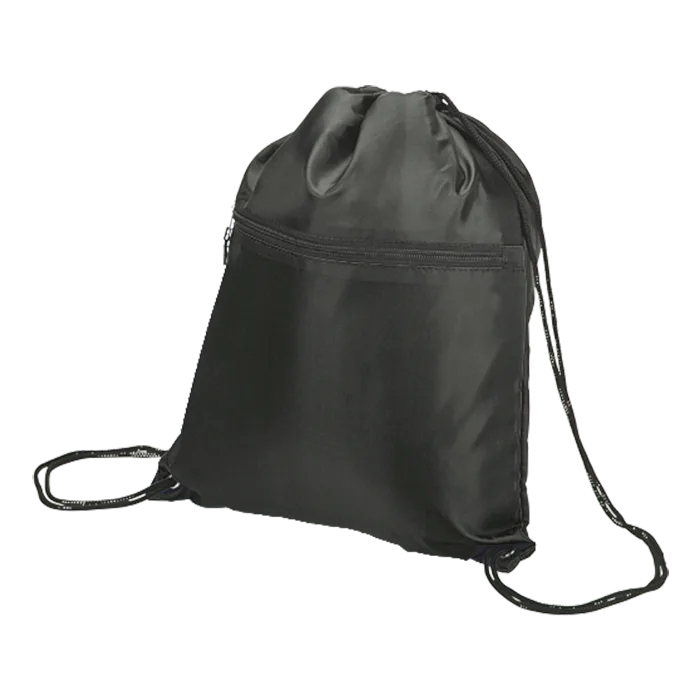 Drawstring Sport Bag with Zip Pocket 210D - Image 4