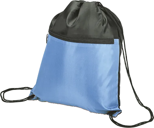 Drawstring Sport Bag with Zip Pocket 210D - Image 5