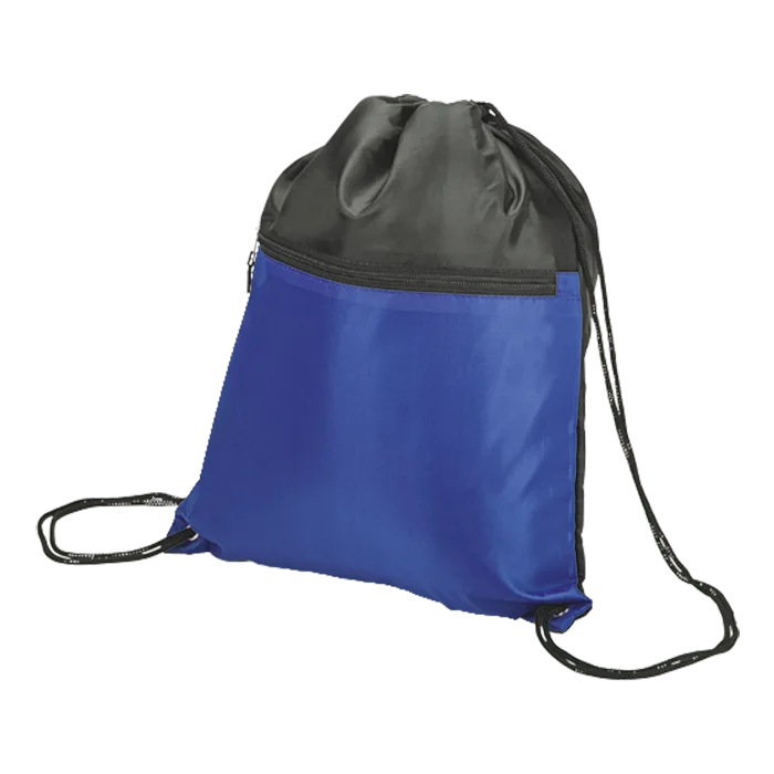 Drawstring Sport Bag with Zip Pocket 210D - Image 6