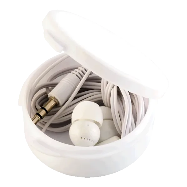 Earphones in Round Case