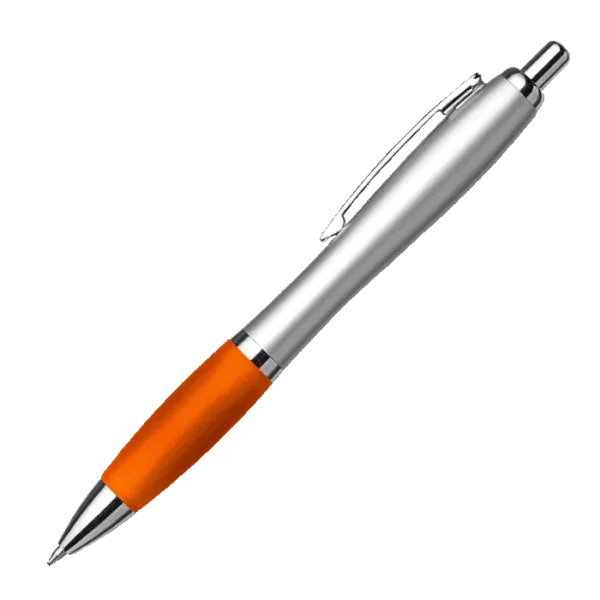 Silver Barrel Curved Design Ballpoint Pen