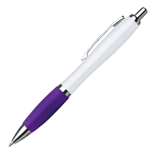 White Barrel Curved Design Ballpoint Pen