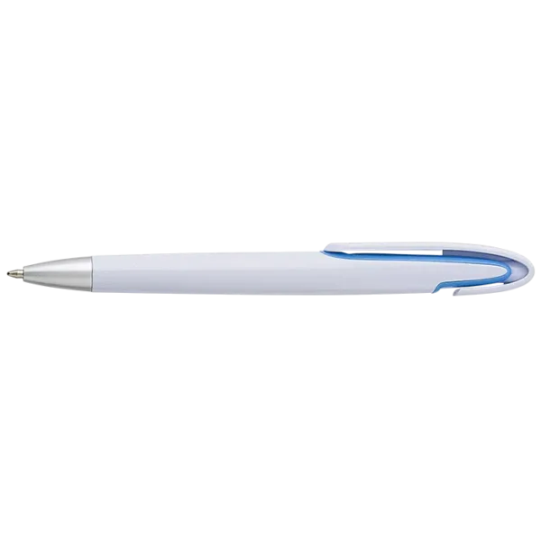 Rounded Clip Ballpoint Pen With White Barrel