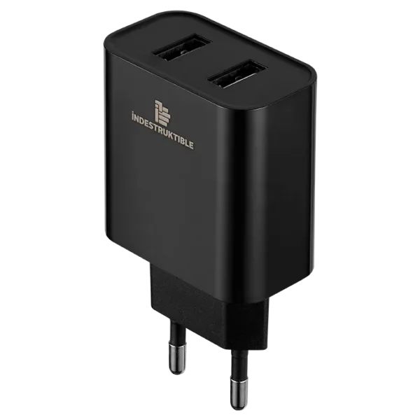 IND 3.1AMP Dual USB Wall Charger With Micro-USB & Type-C Cab