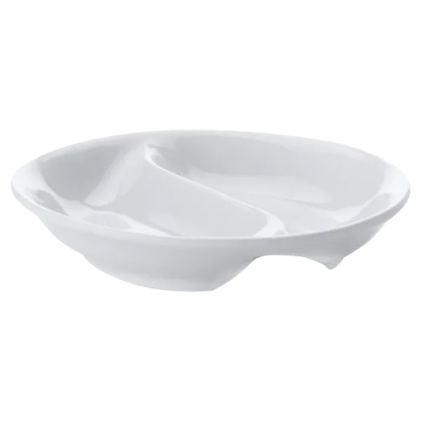 White Basics Round Divided Sauce Dish
