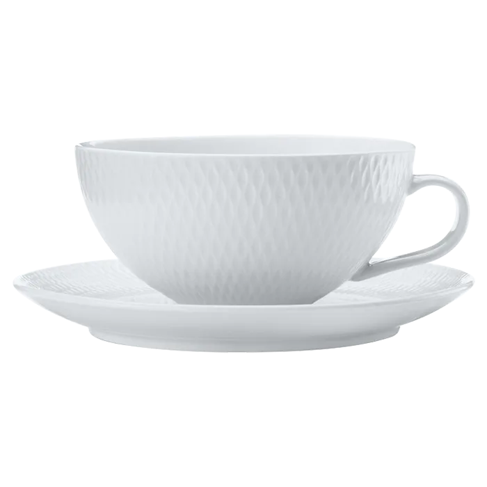 White Basics Diamonds Tea Cup and Saucer Low 250ml - Image 2