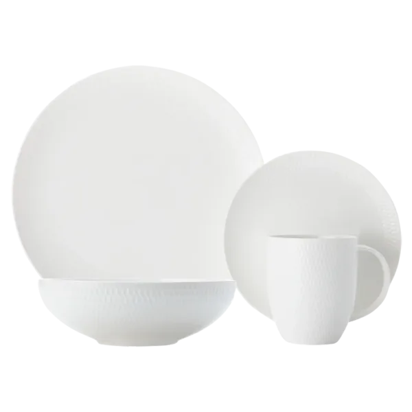 White Basics Diamonds Dinner Set 16 Piece