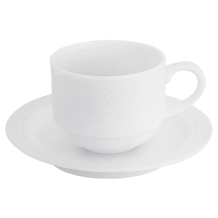 Arctic White Stackable Espresso Cup and Saucer 100ml - Image 2